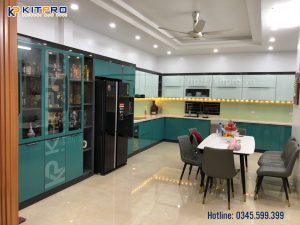 Tủ bếp inox kính acrylic chị Giang Nam Định 3